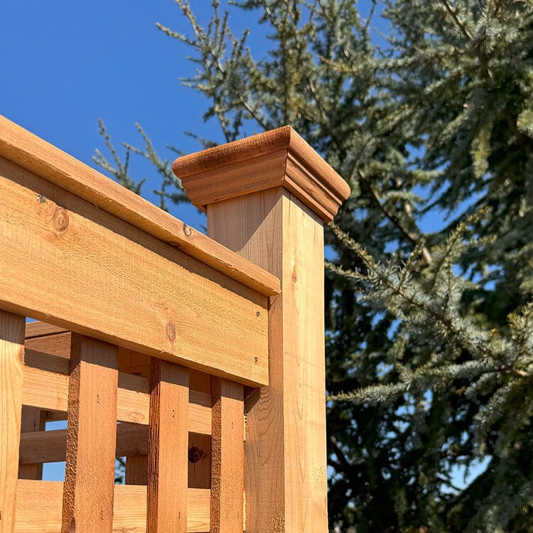 post cap shown on shower outside