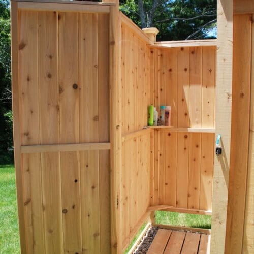 outdoor cedar shower kit inside