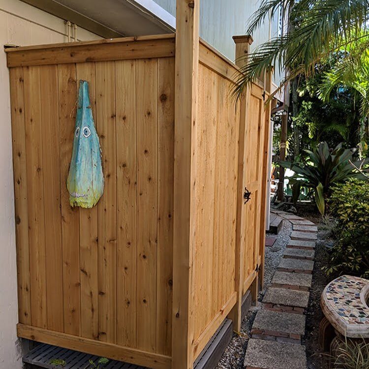 outdoor shower cedar house mount deluxe