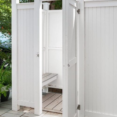 outside shower stall vinyl house mount deluxe