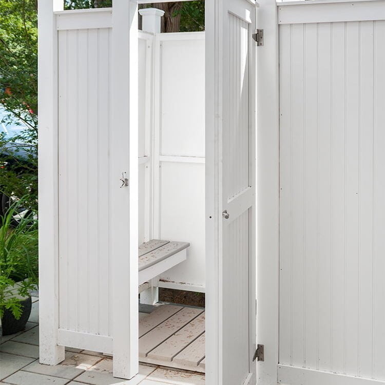 outside shower stall vinyl house mount deluxe