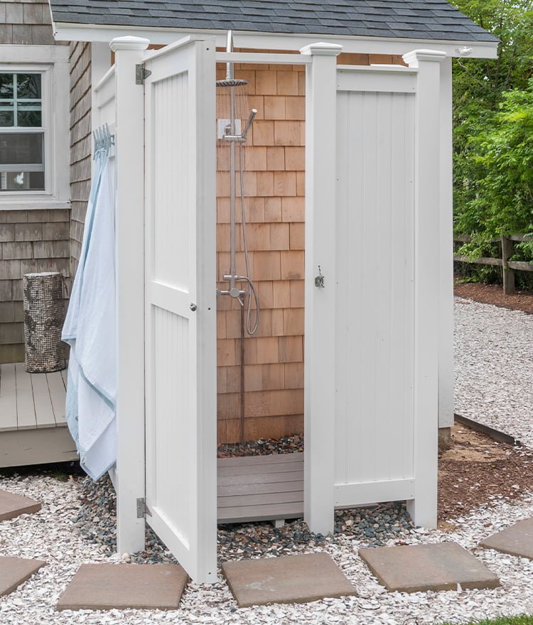 Pvc Outdoor Shower Azek Option Capecodshowerkits Com - Diy Shower Enclosure Ideas
