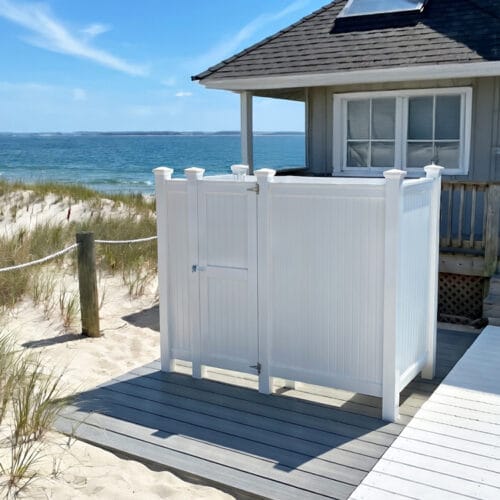 outside shower pvc azek at coastal side home on deck