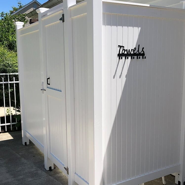 outdoor shower pool ideas against house