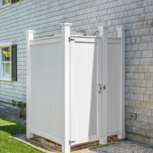 vinyl outdoor shower kit house mount
