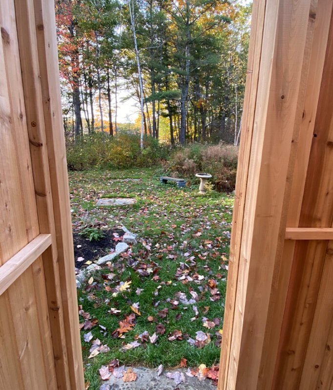 cedar outdoor shower in Vermont