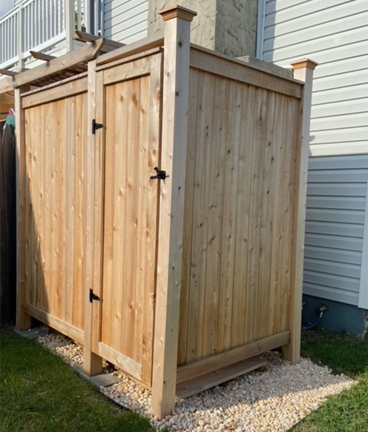 freestanding wood outdoor shower 83 model