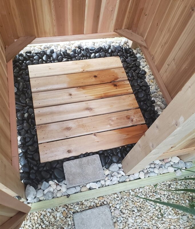 freestanding cedar shower kit with floor