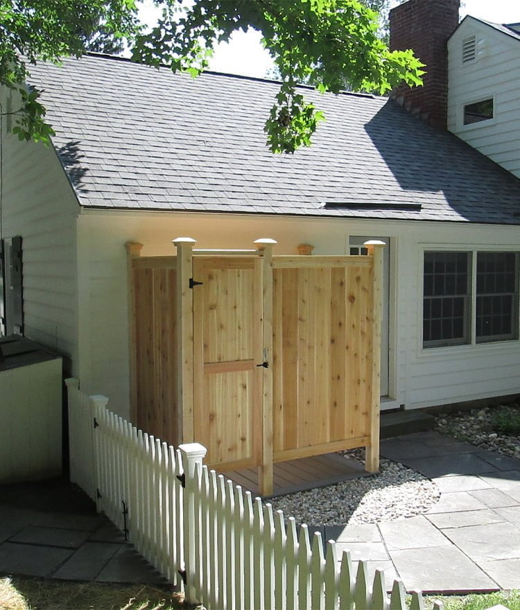 backyard outdoor shower enclosure ideas