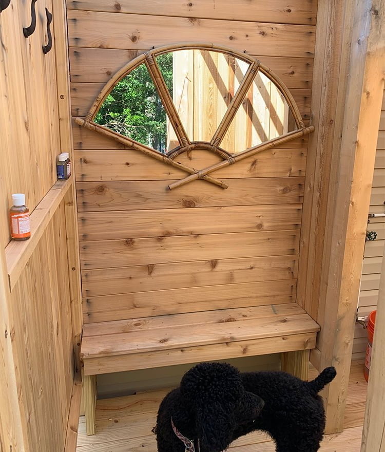 cedar outdoor shower kit with accessories