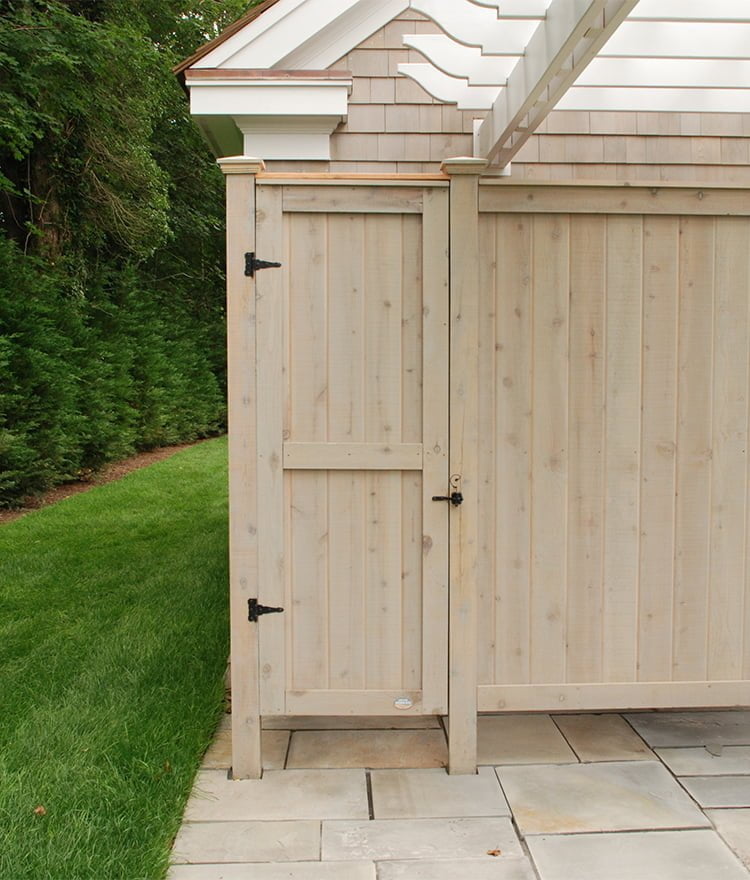 rustic style outdoor shower enclosure