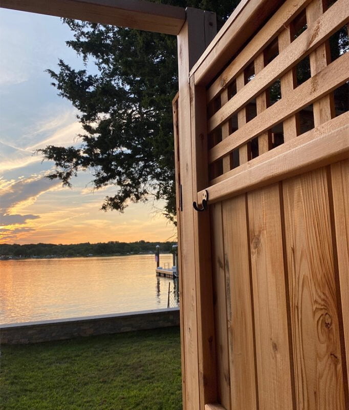 lake house outdoor shower cedar house mount