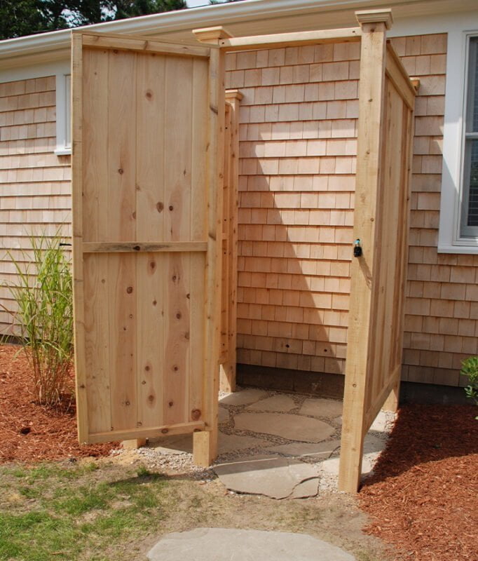 house mount wood outdoor shower enclosure in Orleans