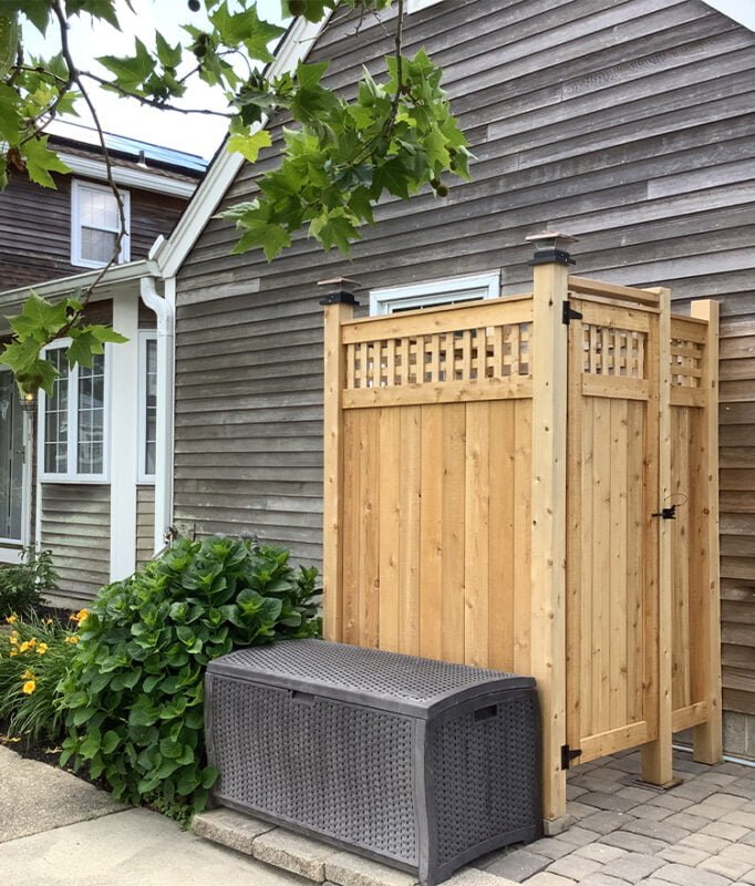 outdoor shower stall cedar standard house mount