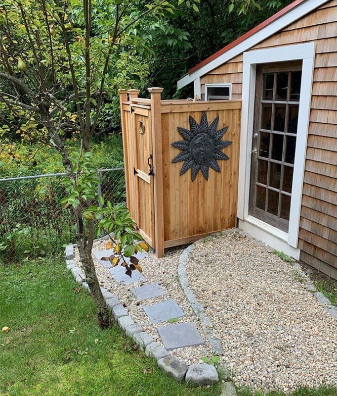 house mount cedar outdoor shower enclosure ideas