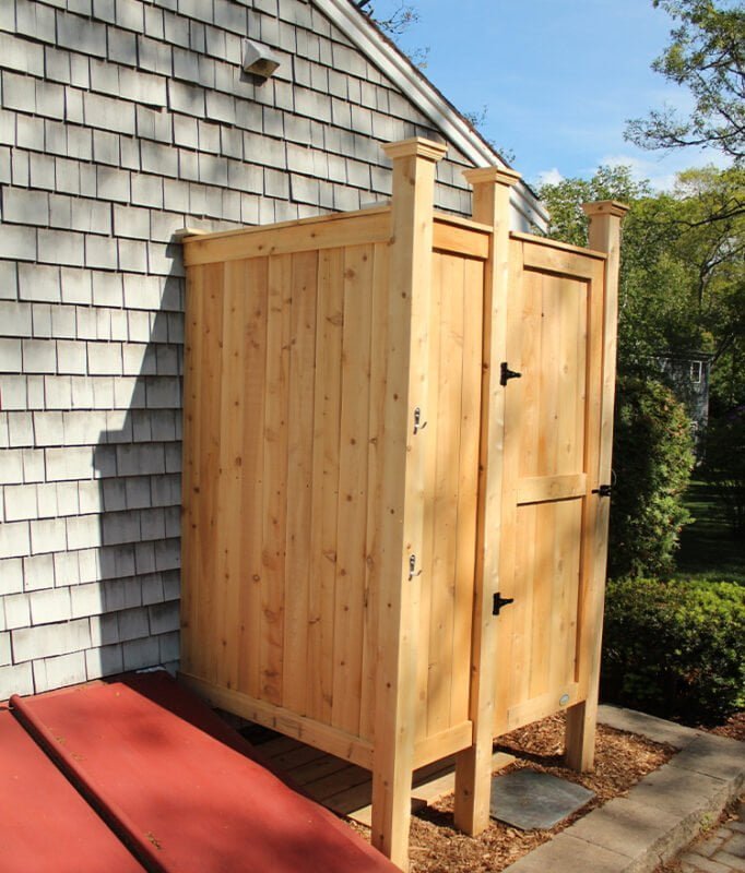 building an outdoor shower against house