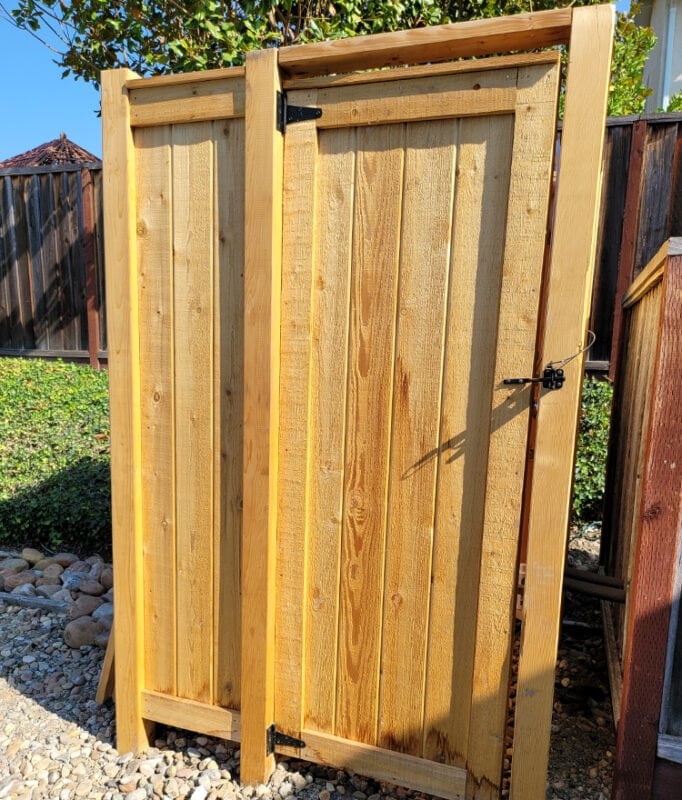 naked outdoor shower in the backyard