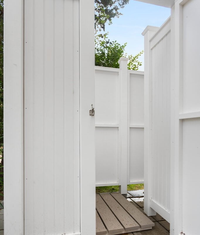 deluxe vinyl house mount outdoor shower stall