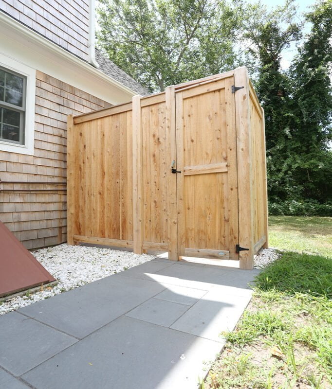 deluxe cedar house mount outside shower