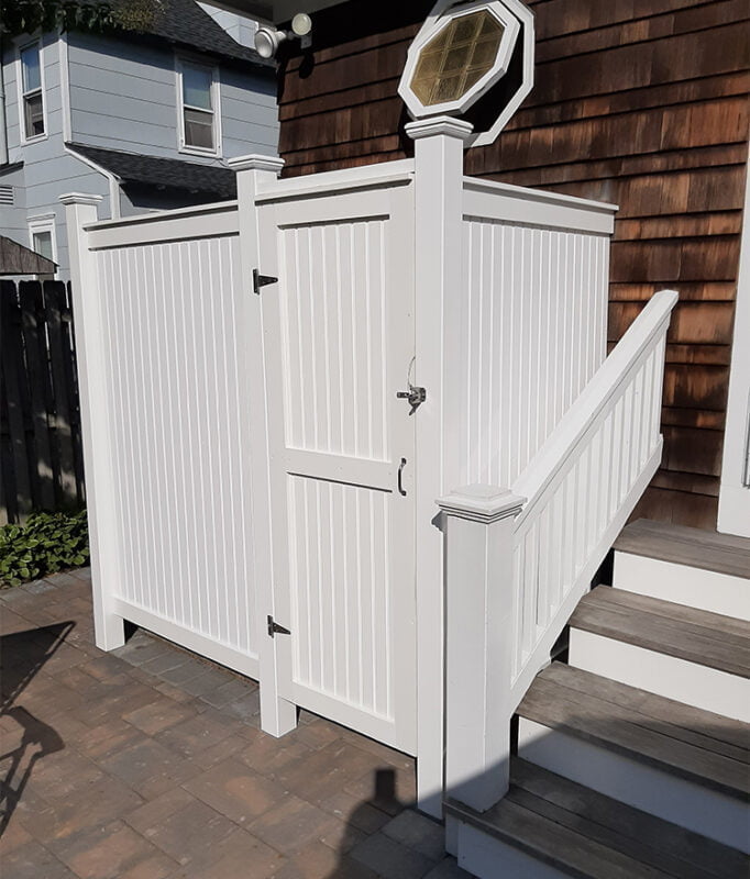 vinyl outdoor pool shower house mount