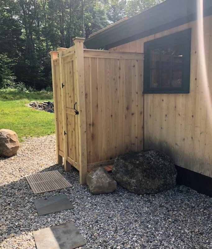 house mounted outside shower stall standard