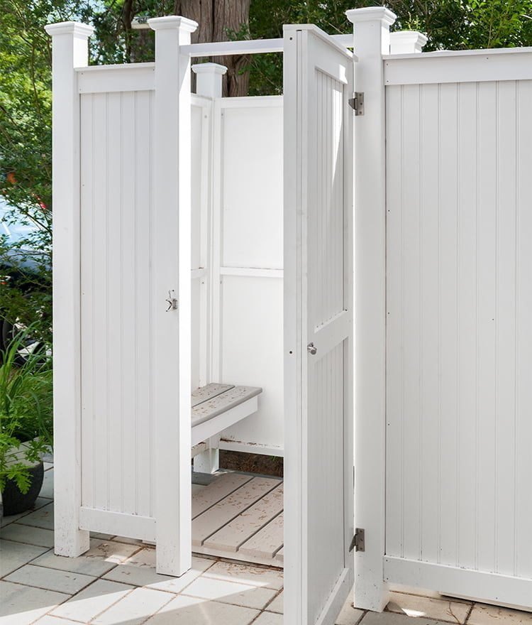 PVC Outdoor Shower Enclosure | CapeCodShowerKits.com