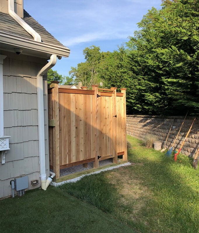 freestanding outdoor shower cedar