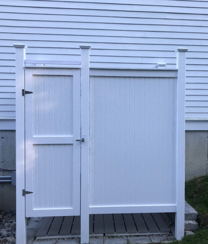 outside shower stall pvc house mount