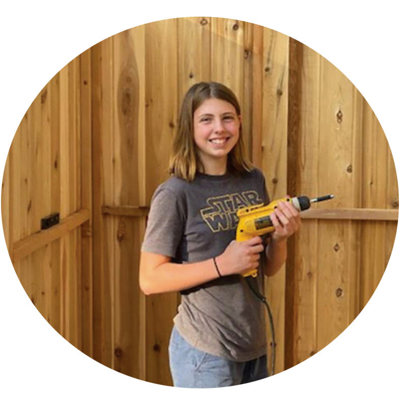 young girl diy shower outdoor cedar