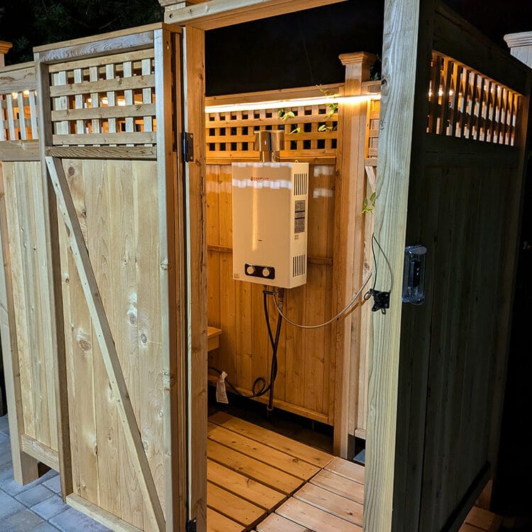 outdoor shower ideas at night