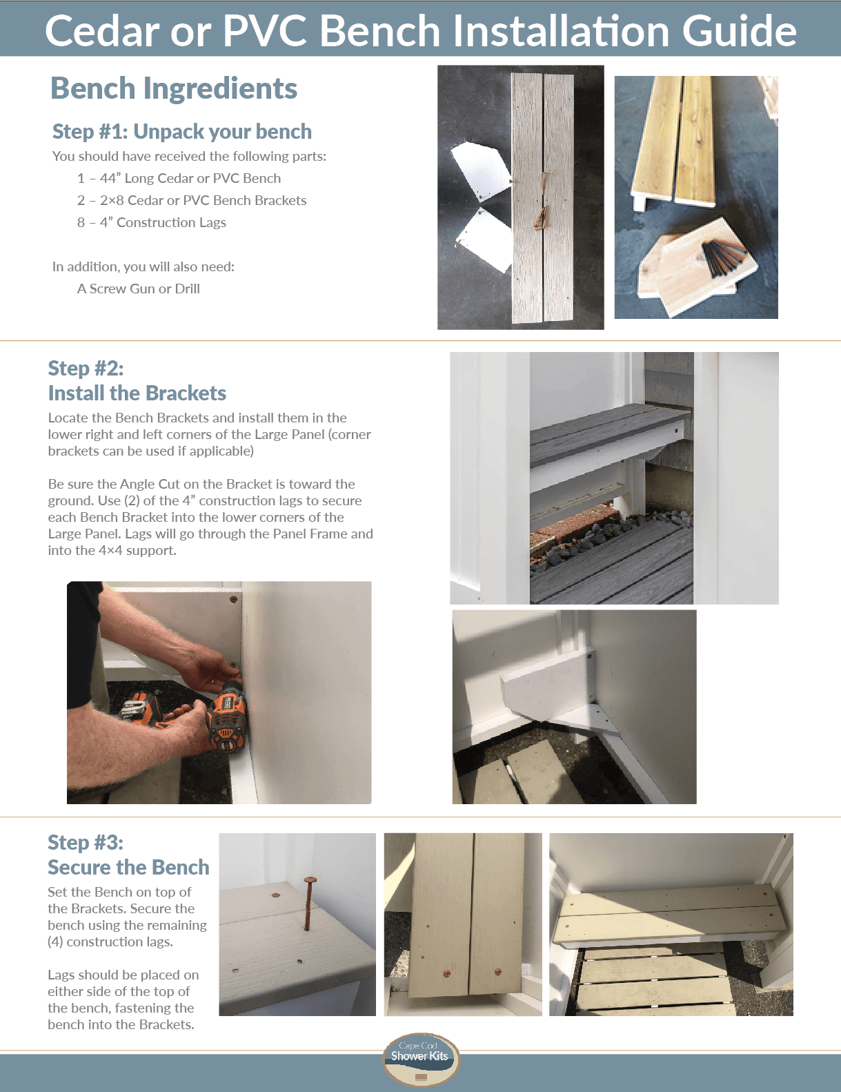 Outdoor Shower Bench Pieces